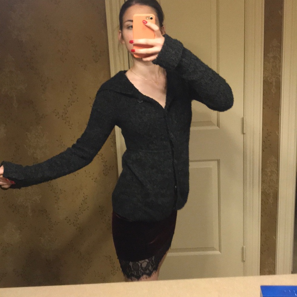A fuzzy cardigan